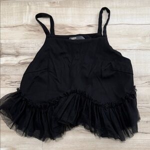 Anthropologie Black Ruffled Tank Top